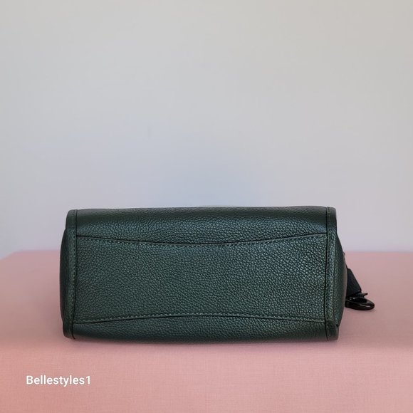 COACH Small Dufflette “C” Charm Polished Pebbled Leather Crossbody- Forest Color - Picture 9 of 16